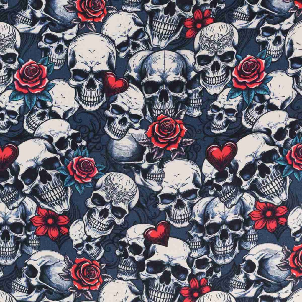SKULLS AND RED ROSE