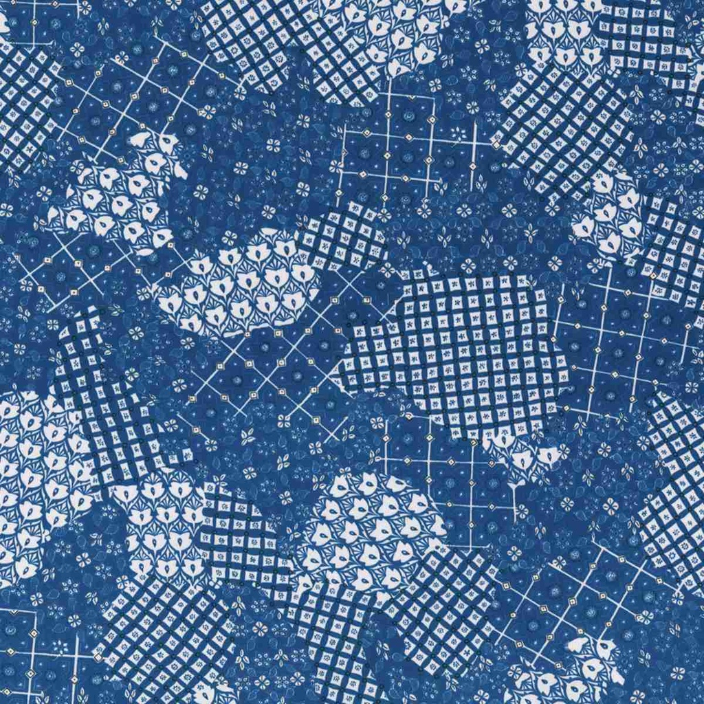 BLUE, PATCHWORK DESIGN