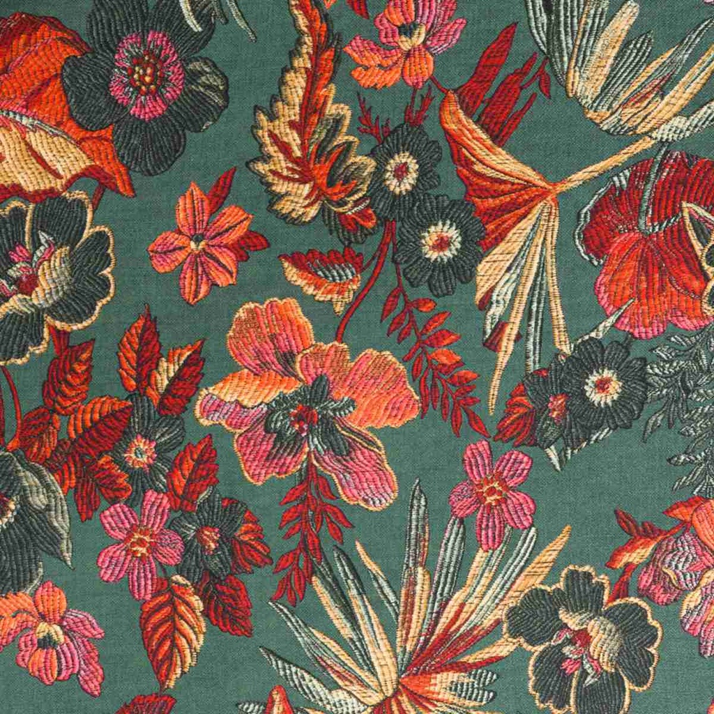 GREE, RED FLOWERS