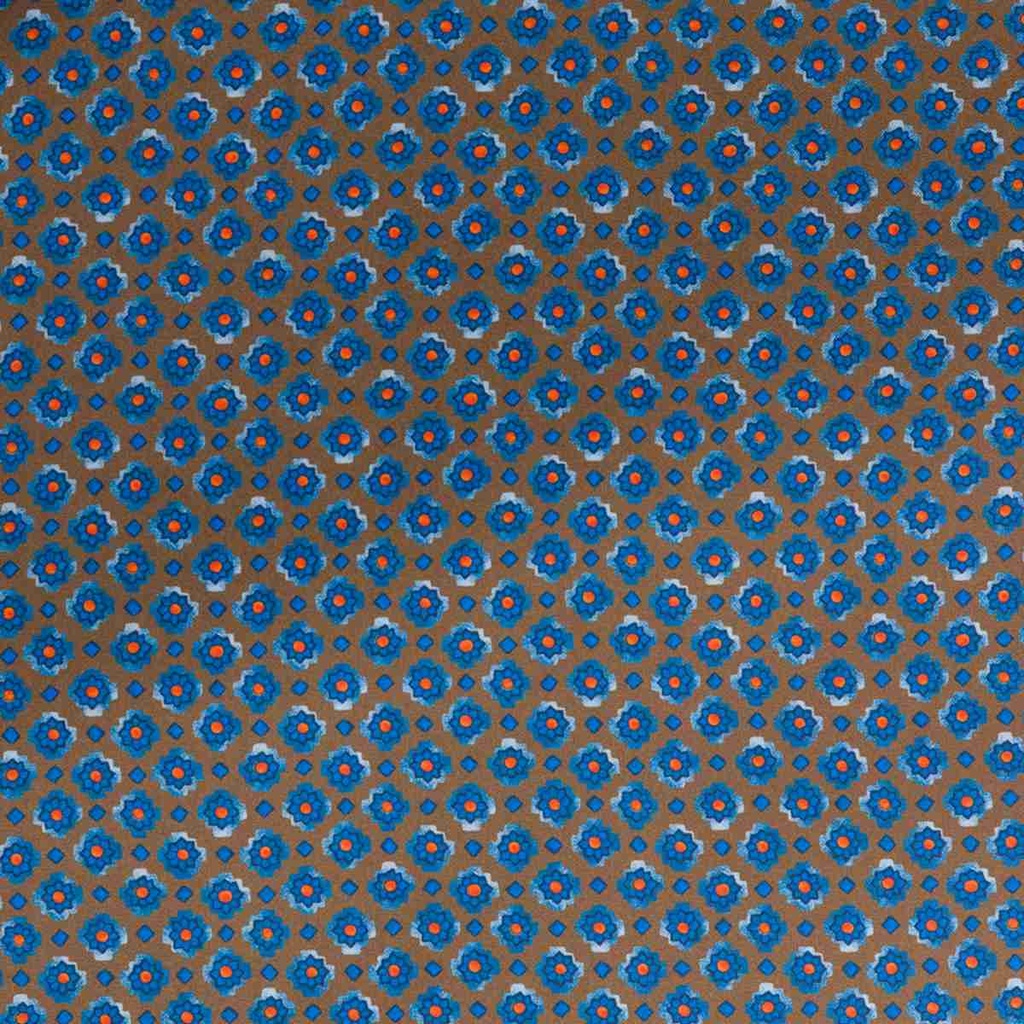 BROWN, BLUE SMALL FLOWERS