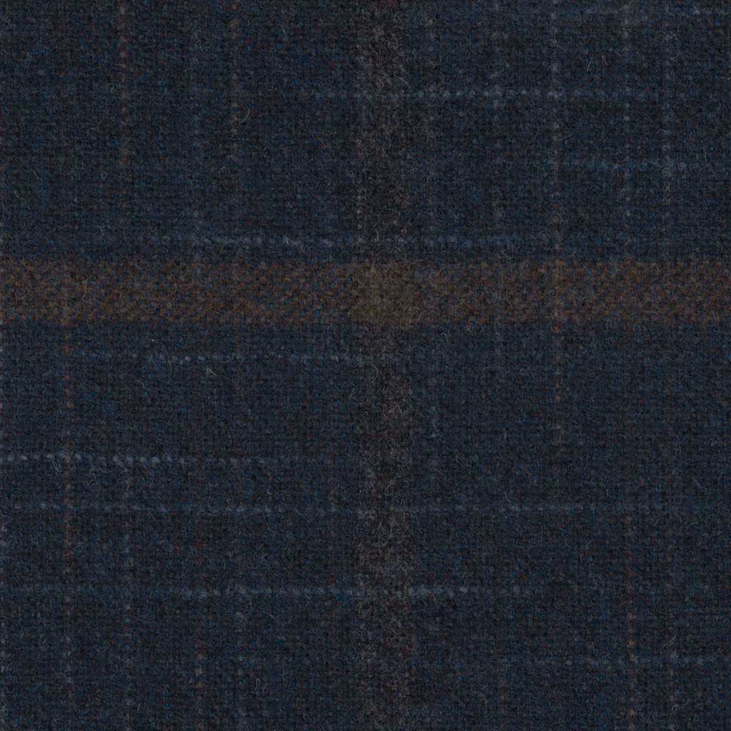 DARK BLUE, BROWN CHECKS