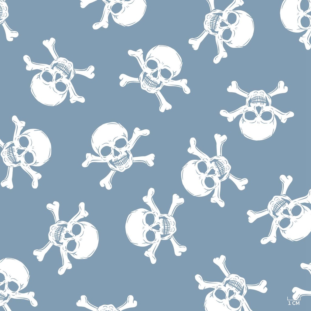 LIGHT BLUE, WHITE SKULL HEAD