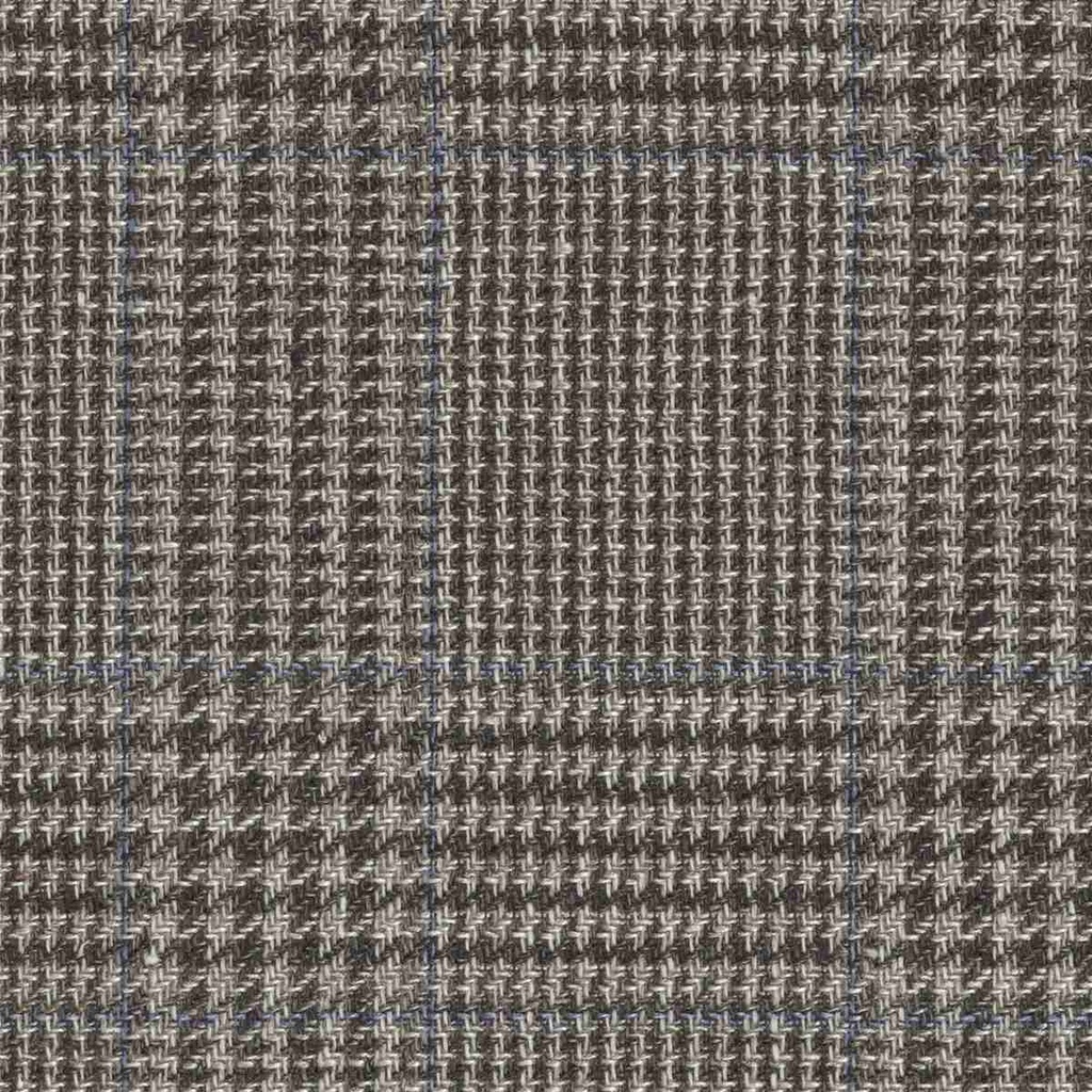 BROWN, MIXED BLUE CHECKS