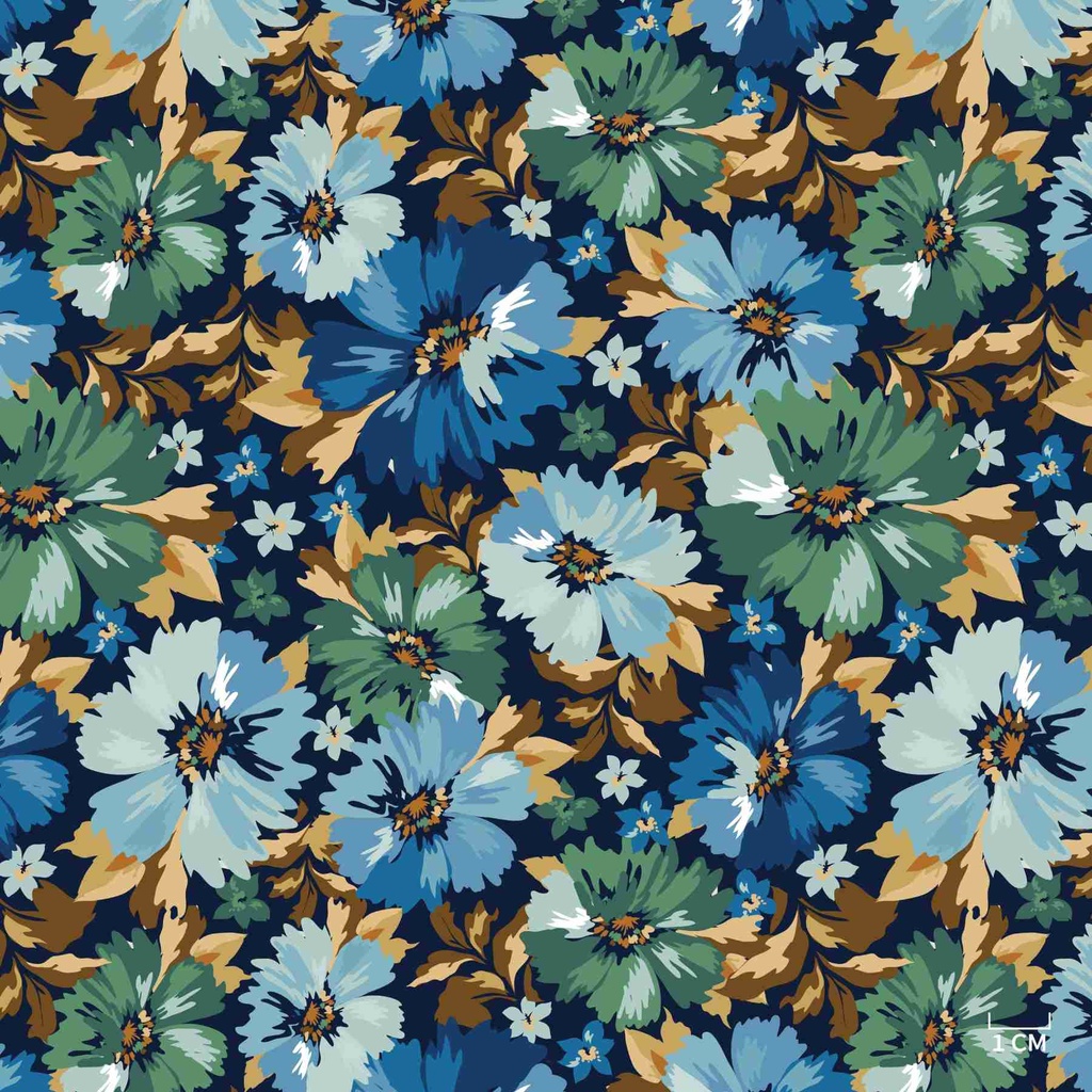 BLUE, GREEN FLOWERS