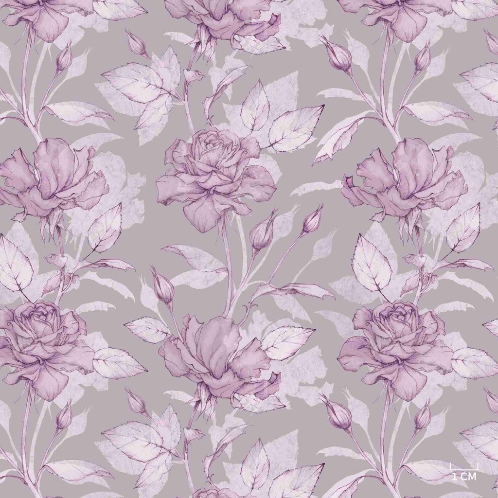 GREY, PURPLE ROSES PATTERN