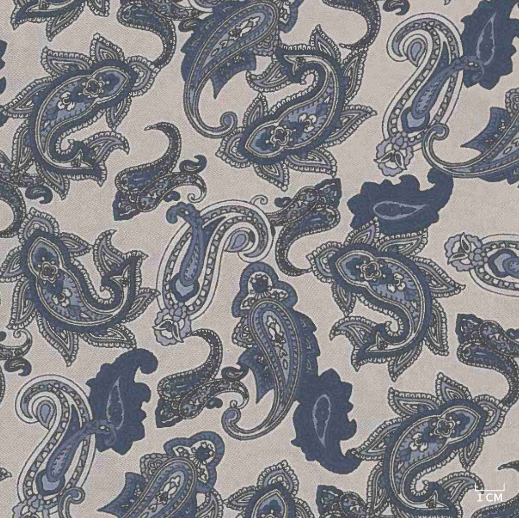 BLUE, GREY PAISLEY PATTERN