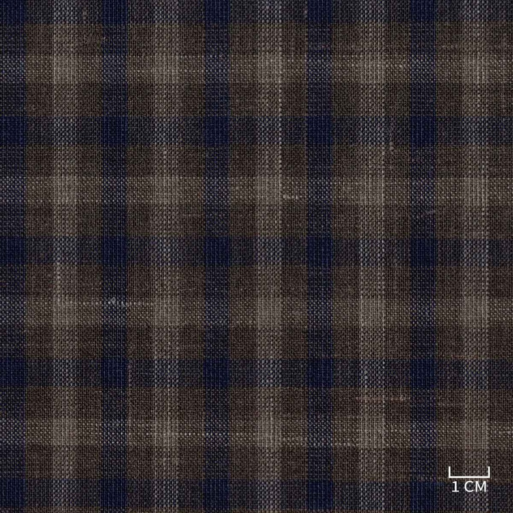 DARK BROWN, BLUE CHECKS