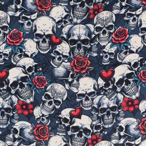 [660432] SKULLS AND RED ROSE