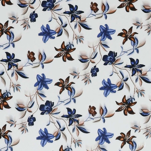 [701904] BROWN, BLUE FLORAL PATTERN