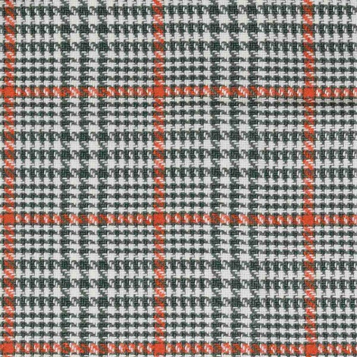 [665207] WHITE, OLIVE & ORANGE CHECKS