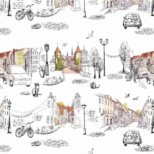 [823913] TOWN AND CAT PATTERN