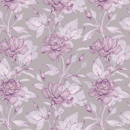 [823933] GREY, PURPLE ROSES PATTERN