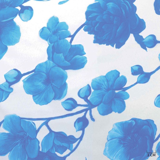 [823934] WHITE, BLUE FLORAL PATTERN