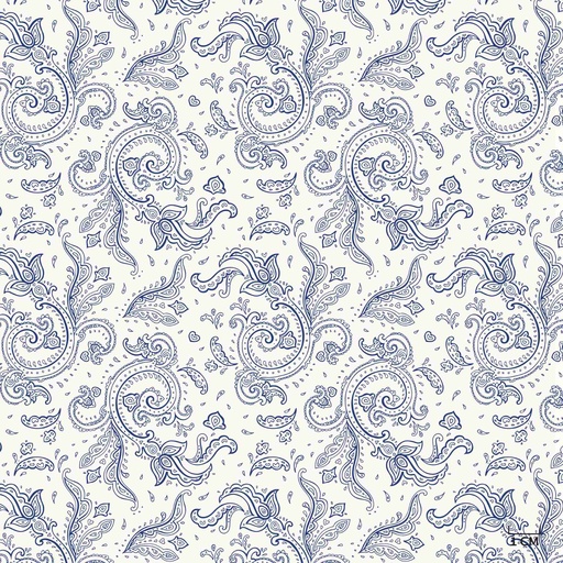 [823937] BLUE CIRCLE FLORAL PATTERN