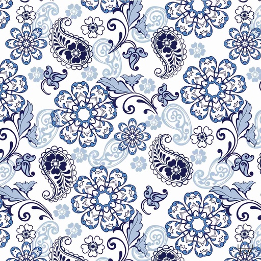 [823938] BLUE FLOWER, PAISLEY PATTERN